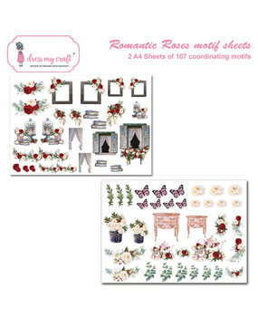 Dress My Craft Romantic Roses A4 Motif Sheets (2pcs) (DMCP2300) (OUTLET)