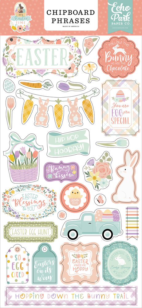 Echo Park It's Easter Time Chipboard Phrases (IET300022) (DISCONTINUED)