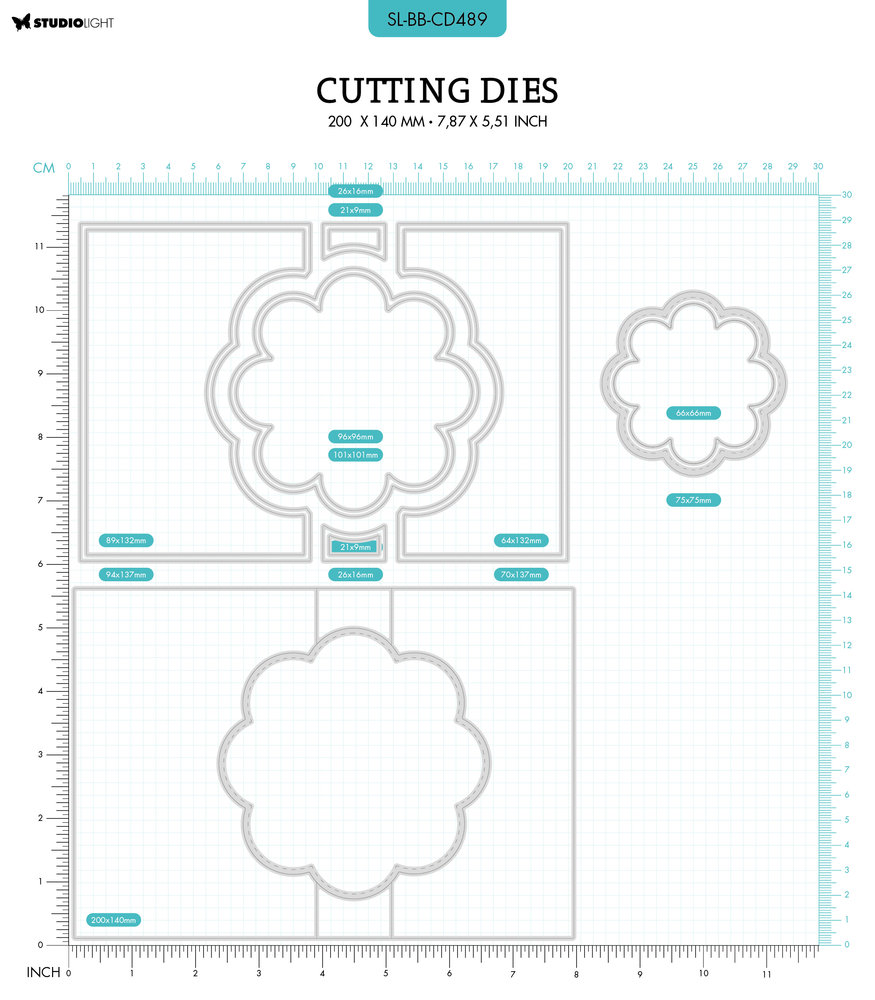 Studio Light Blooming Butterfly Cutting Die Flower Zig Zag Card (SL-BB-CD489) (OUTLET)