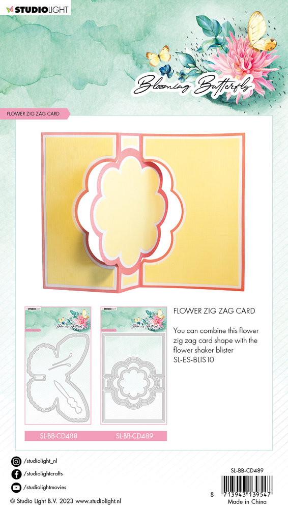 Studio Light Blooming Butterfly Cutting Die Flower Zig Zag Card (SL-BB-CD489) (OUTLET)