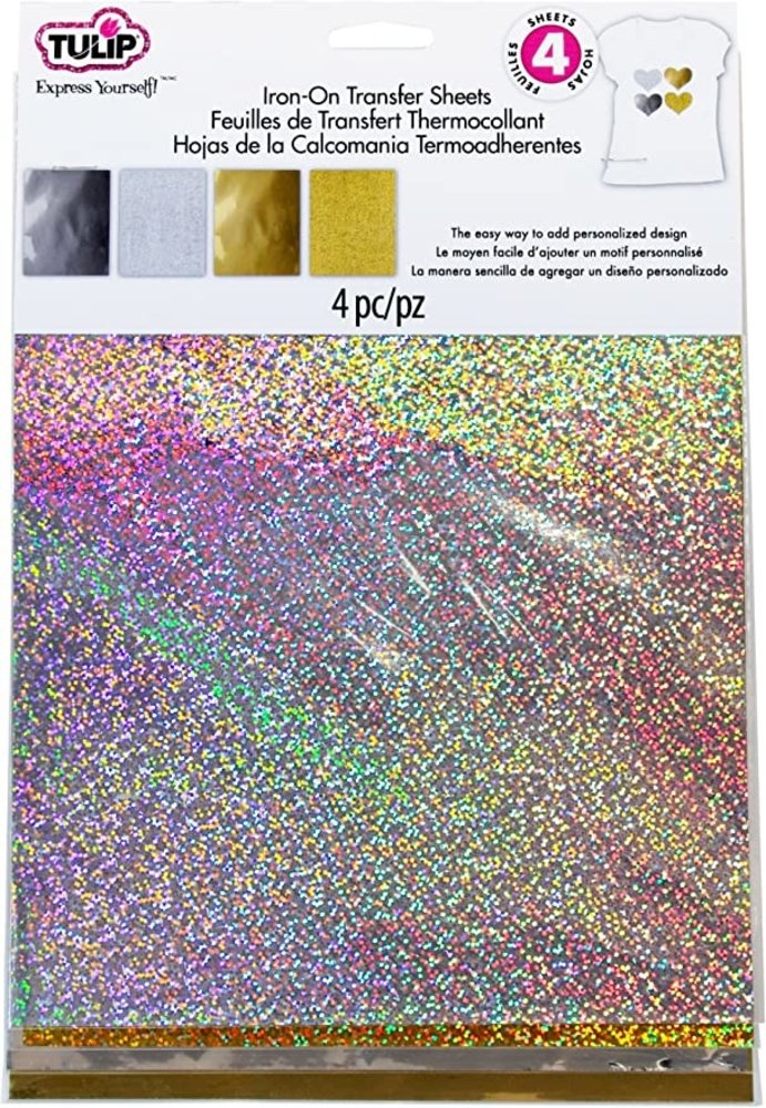 Tulip Iron-On Transfer Sheets Multi Holograhic/Gold/Silver (4pcs) (30860) (OUTLET)
