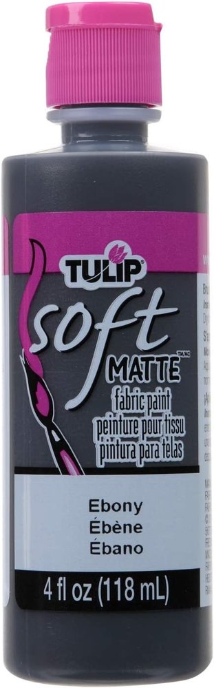 Tulip Matte Brush-On Soft Fabric Paint Ebony 4 fl oz (20404) (OUTLET)