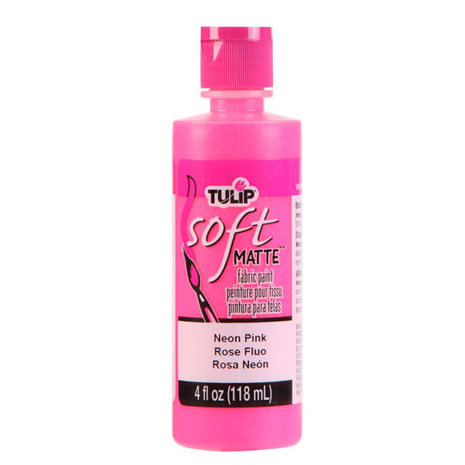 Tulip Matte Brush-On Soft Fabric Paint Neon Pink 4 fl oz (21730) (OUTLET)