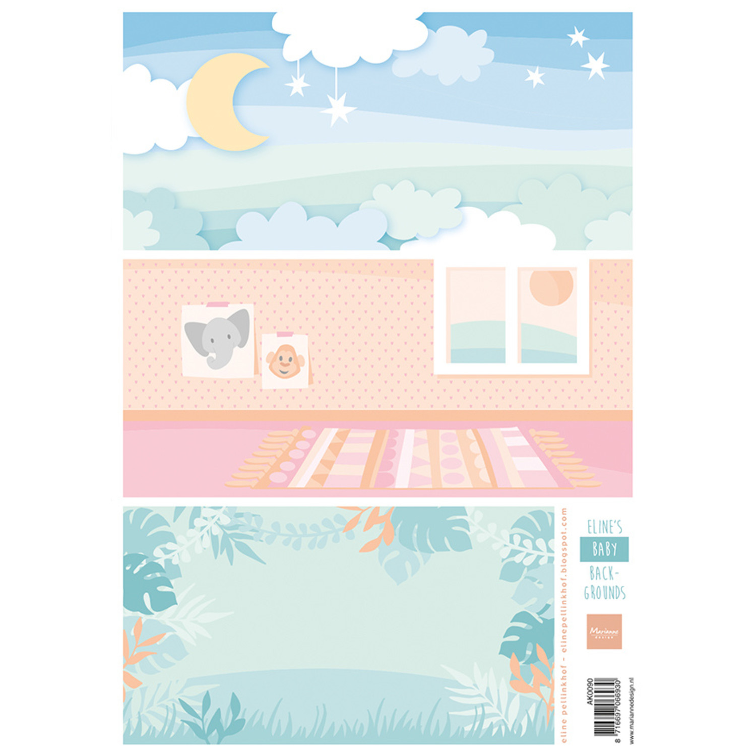 Decoupage A4 Sheet Eline's Baby Backgrounds (AK0090) - Craftlines B.V.