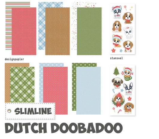 Dutch Doobadoo Crafty Paper Slimline Xmas Dogs (473.005.027) (DISCONTINUED)