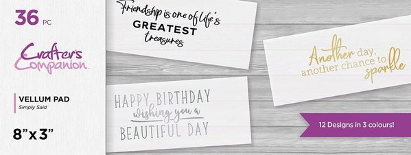 Crafter's Companion Simply Said 8x3 Inch Vellum Pad (CC-VELPAD-SISA) (OUTLET) Crafter's Companion Simply Said 8x3 Inch Vellum Pad (CC-VELPAD-SISA) (OUTLET)