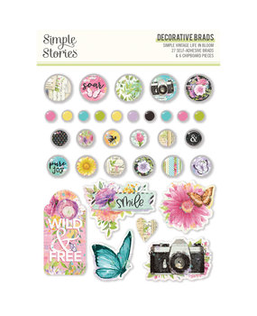 Simple Stories Simple Vintage Life in Bloom Decorative Brads (19738) (DISCONTINUED)