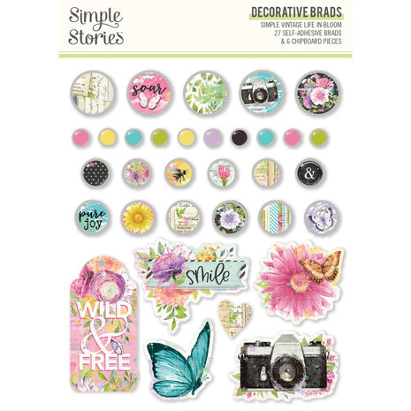 Simple Stories Simple Vintage Life in Bloom Decorative Brads (19738) (DISCONTINUED)