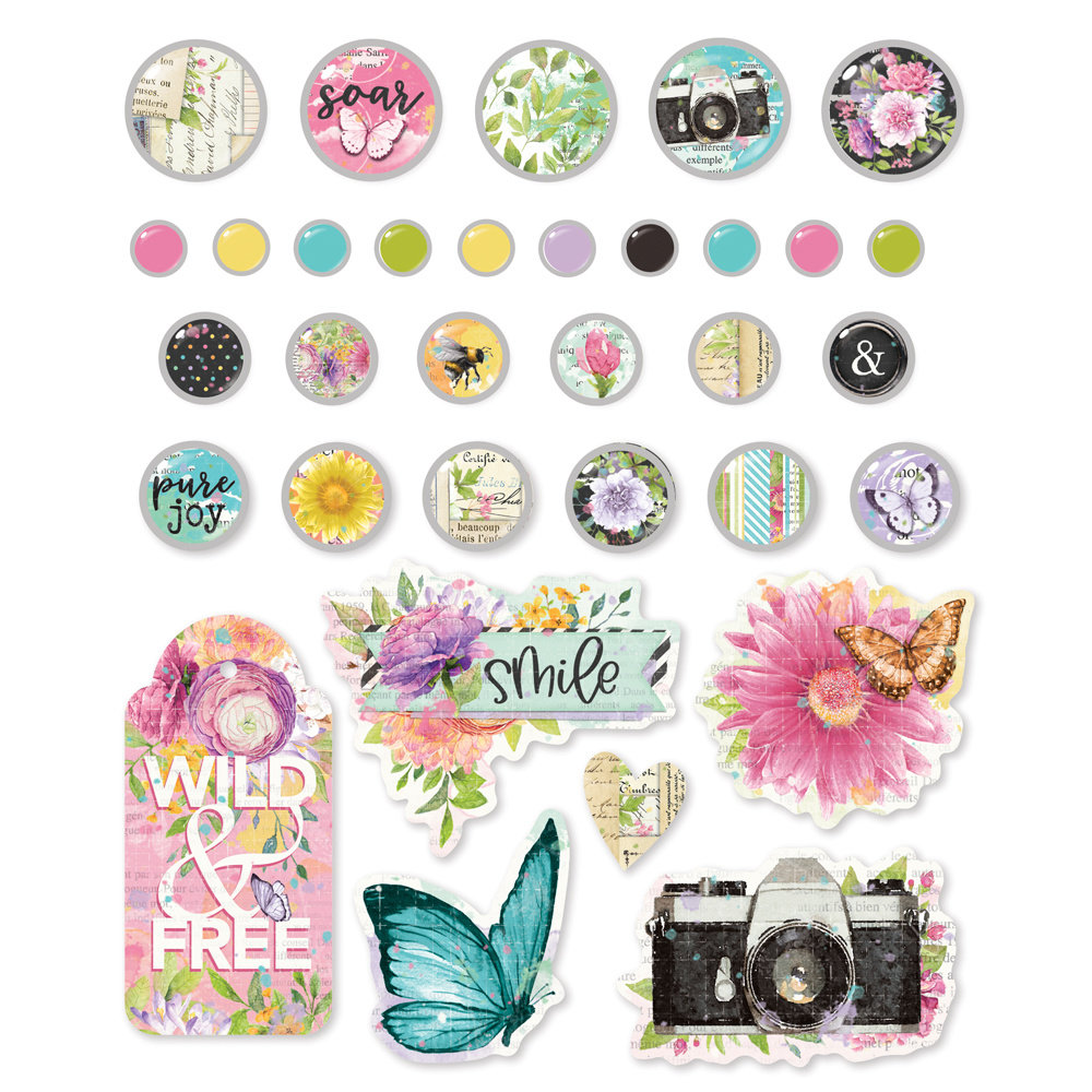 Simple Stories Simple Vintage Life in Bloom Decorative Brads (19738) (DISCONTINUED)