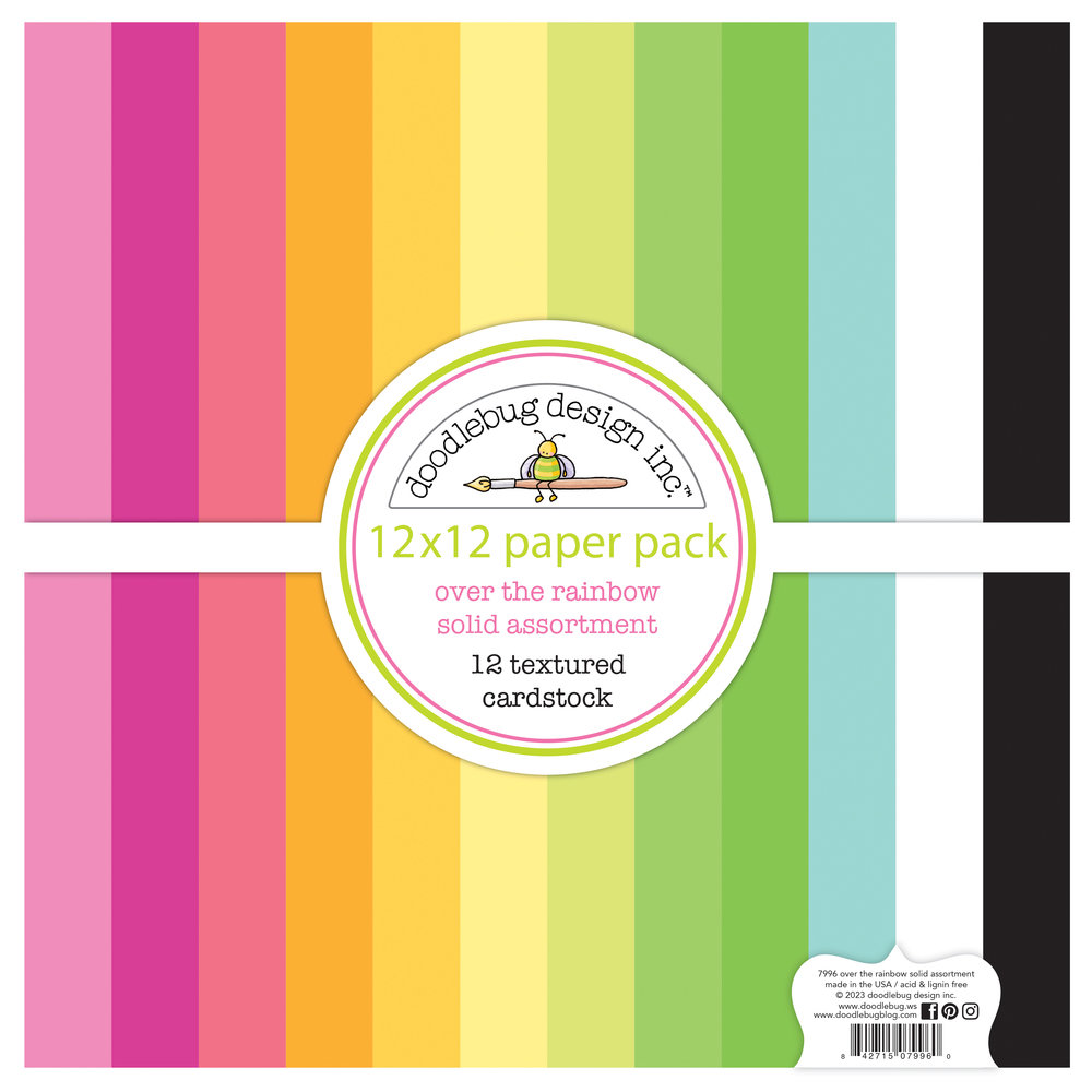 Doodlebug Design Over The Rainbow 12x12 Inch Textured Cardstock Assortment Pack (7996) (DISCONTINUED)