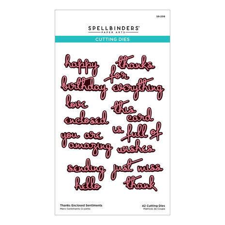 Spellbinders Thanks Enclosed Sentiments Etched Dies (S6-208) (OUTLET)