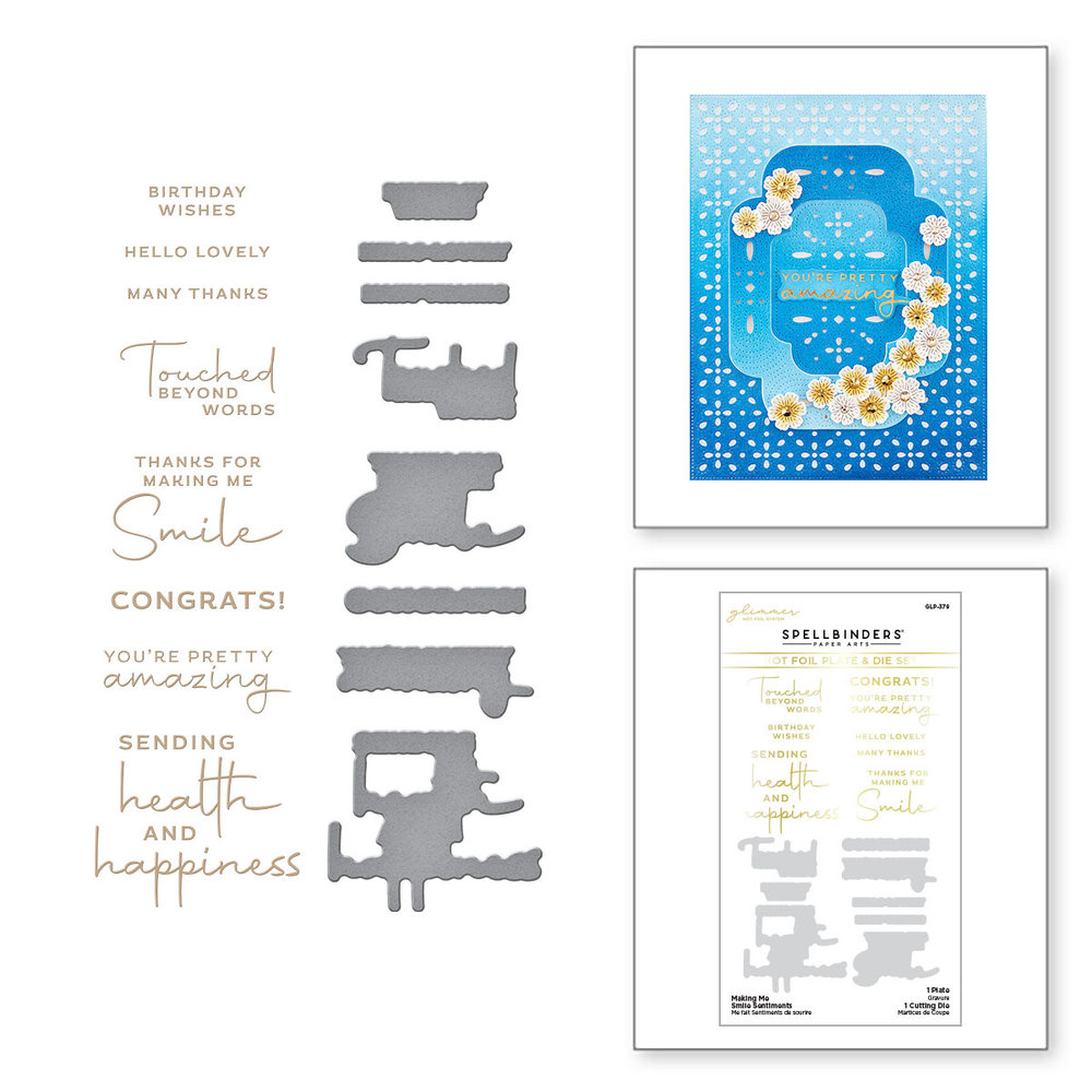 Spellbinders Making Me Smile Sentiments Glimmer Hot Foil Plate & Die Set (GLP-379) (OUTLET) Spellbinders Making Me Smile Sentiments Glimmer Hot Foil Plate & Die Set (GLP-379) (OUTLET)
