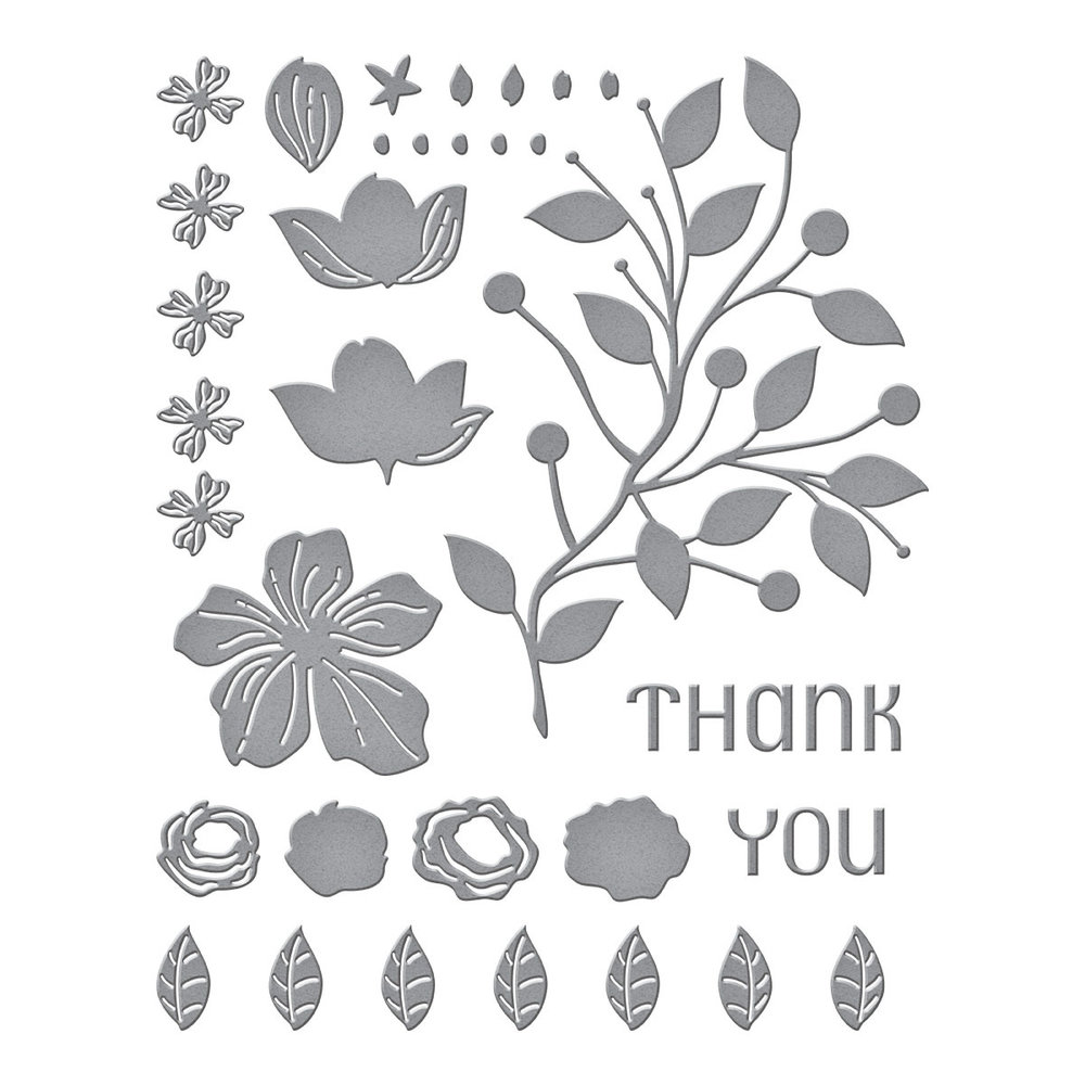 Spellbinders Four Petal Thank You Floral Etched Dies (S4-1276)