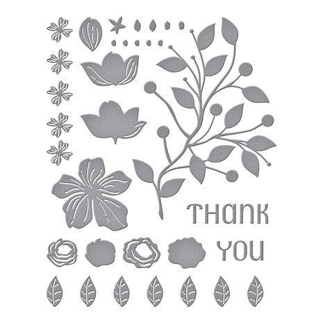 Spellbinders Four Petal Thank You Floral Etched Dies (S4-1276)