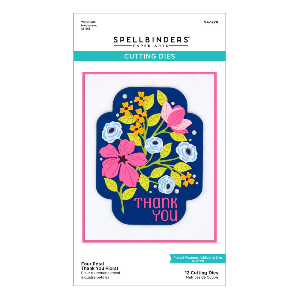 Spellbinders Four Petal Thank You Floral Etched Dies (S4-1276)