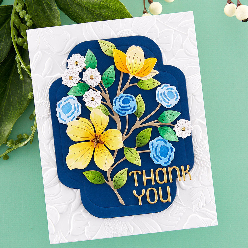 Spellbinders Four Petal Thank You Floral Etched Dies (S4-1276)
