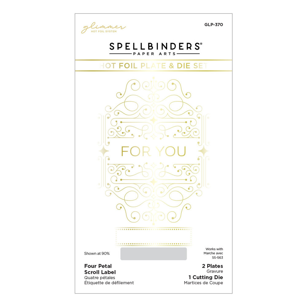 Spellbinders Four Petal Scroll Label Glimmer Hot Foil Plate & Die Set (GLP-370) (OUTLET) Spellbinders Four Petal Scroll Label Glimmer Hot Foil Plate & Die Set (GLP-370) (OUTLET)