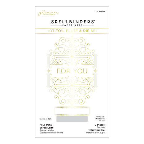 Spellbinders Four Petal Scroll Label Glimmer Hot Foil Plate & Die Set (GLP-370) (OUTLET) Spellbinders Four Petal Scroll Label Glimmer Hot Foil Plate & Die Set (GLP-370) (OUTLET)
