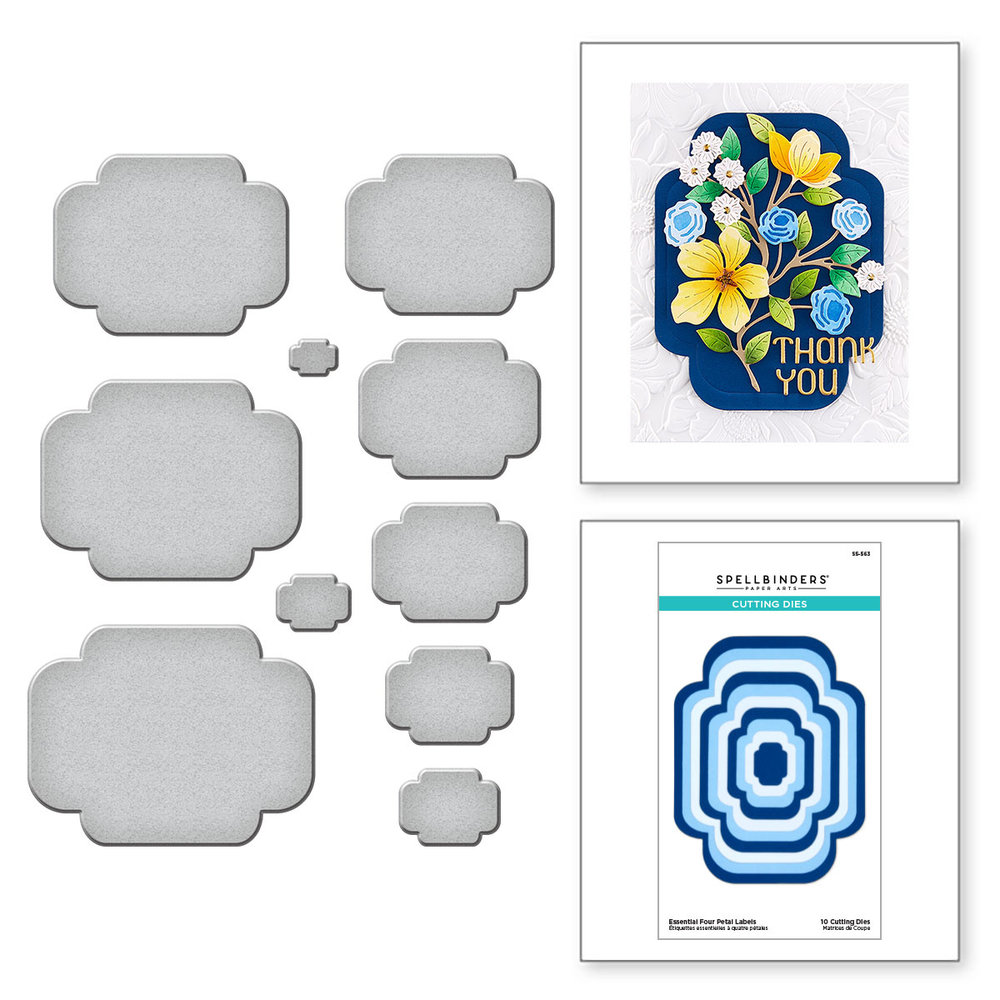 Spellbinders Essential Four Petal Labels Etched Dies (S5-563)