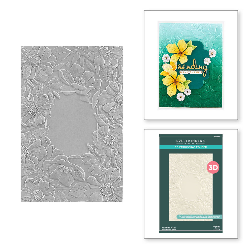 Spellbinders Four Petal Floral 3D Embossing Folder (E3D-053)