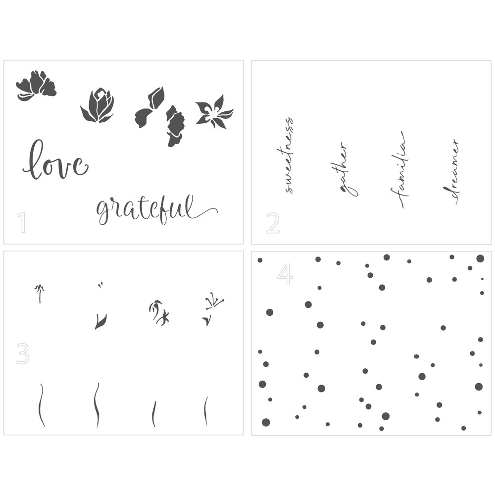 Word Flowers 5,5x4,25 Inch Layered Stencil (TCW6018) Craftlines B.V.