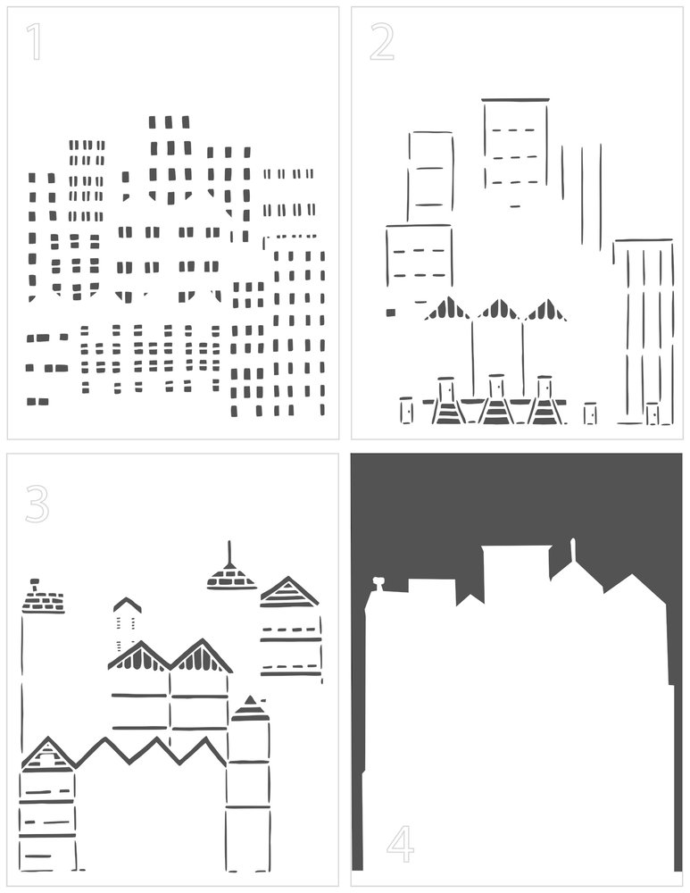 The Crafter's Workshop Cityscape Buildings 5,5x4,25 Inch Layered Stencil (TCW6016) (OUTLET)