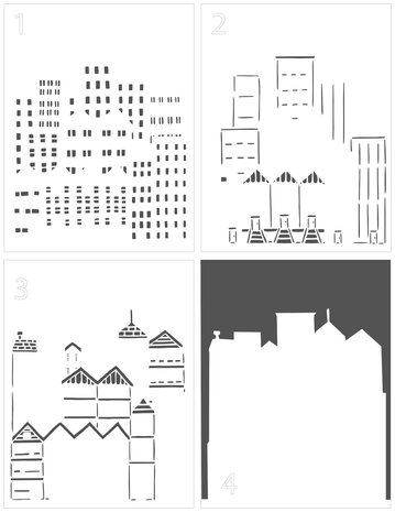 The Crafter's Workshop Cityscape Buildings 5,5x4,25 Inch Layered Stencil (TCW6016) (OUTLET)