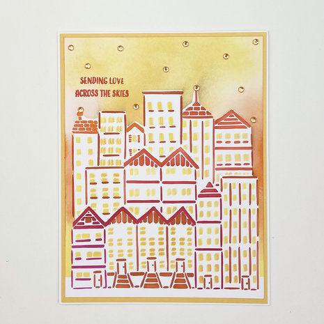 The Crafter's Workshop Cityscape Buildings 5,5x4,25 Inch Layered Stencil (TCW6016) (OUTLET)