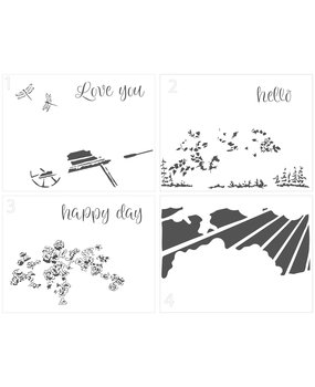 The Crafter's Workshop Happy Wheelbarrow 5,5x4,25 Inch Layered Stencil (TCW6020) (OUTLET)