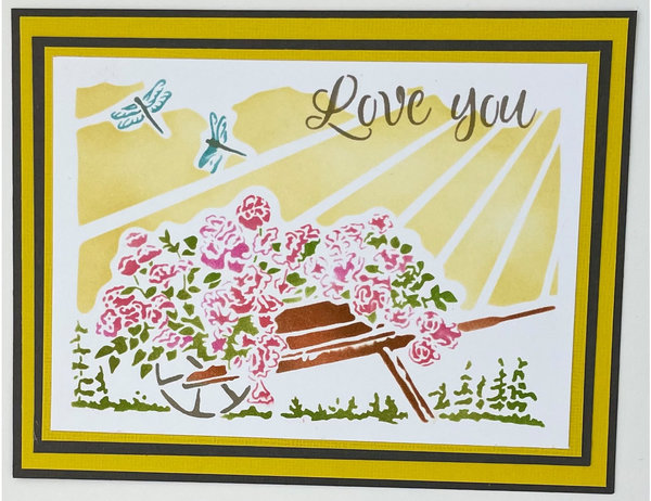 The Crafter's Workshop Happy Wheelbarrow 5,5x4,25 Inch Layered Stencil (TCW6020) (OUTLET)