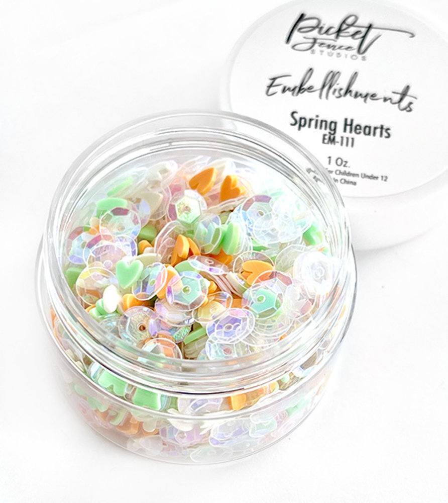 Picket Fence Studios Embellishments Spring Hearts 1 oz (EM-111) (OUTLET)
