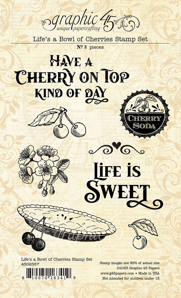 Graphic 45 Life's a Bowl of Cherries Clear Stamps (4502587) (OUTLET)