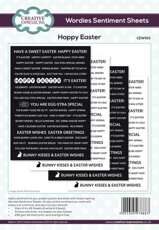 Creative Expressions Wordies Sentiment Sheets 6x8 Inch Happy Easter (4pcs) (CEW015) (OUTLET) Creative Expressions Wordies Sentiment Sheets 6x8 Inch Happy Easter (4pcs) (CEW015) (OUTLET)