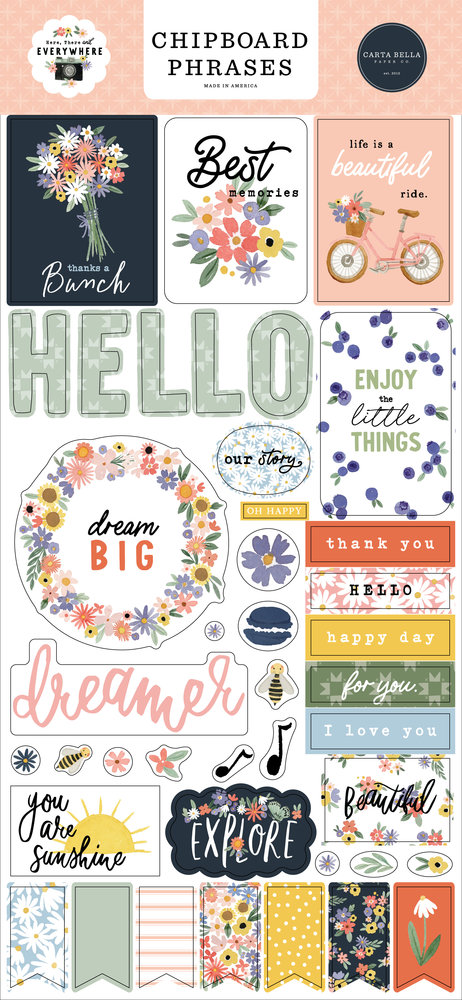 Carta Bella Here There And Everywhere Chipboard Phrases (CBHTE308022) (OUTLET)