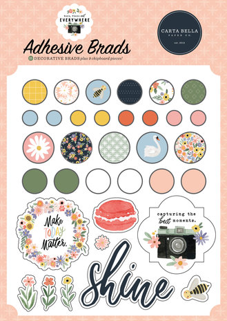 Carta Bella Here There And Everywhere Adhesive Brads (CBHTE308020) (OUTLET)