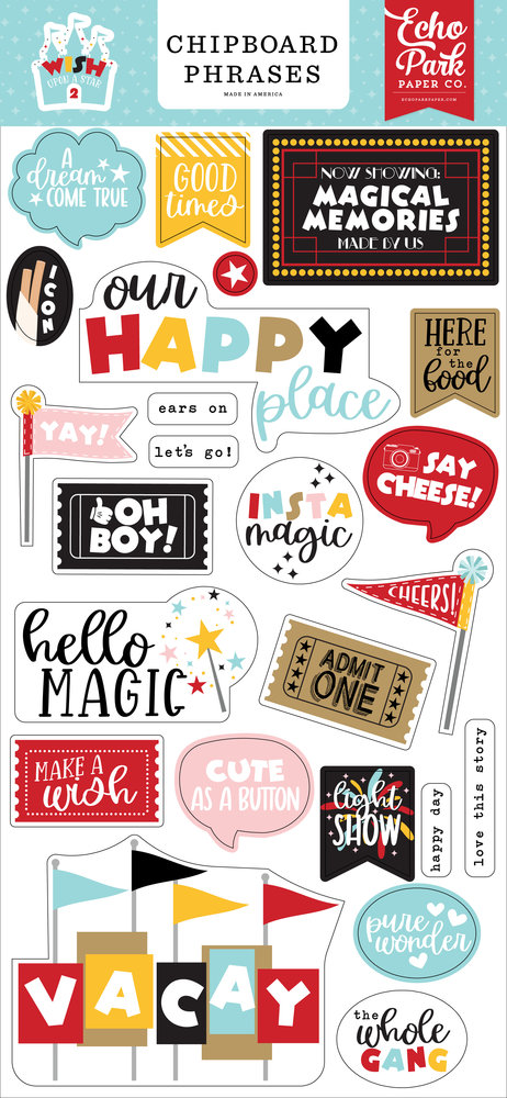 Echo Park Wish Upon A Star 2 Chipboard Phrases (WUS306022) (DISCONTINUED)