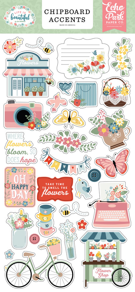 Echo Park Life Is Beautiful Chipboard Accents (LIB309021) (DISCONTINUED)
