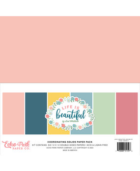 Echo Park Life Is Beautiful 12x12 Inch Coordinating Solids Paper Pack (LIB309015) (DISCONTINUED)