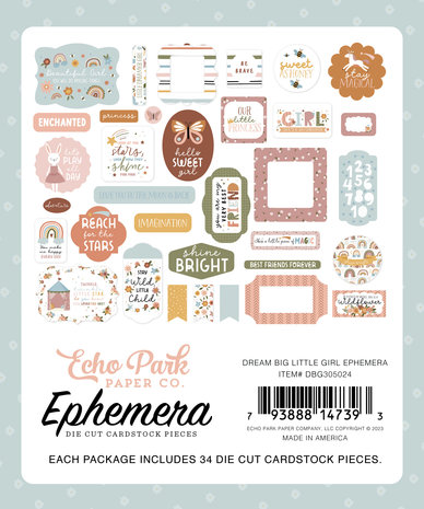 Echo Park Dream Big Little Girl Ephemera (DBG305024) (DISCONTINUED) Echo Park Dream Big Little Girl Ephemera (DBG305024) (DISCONTINUED)