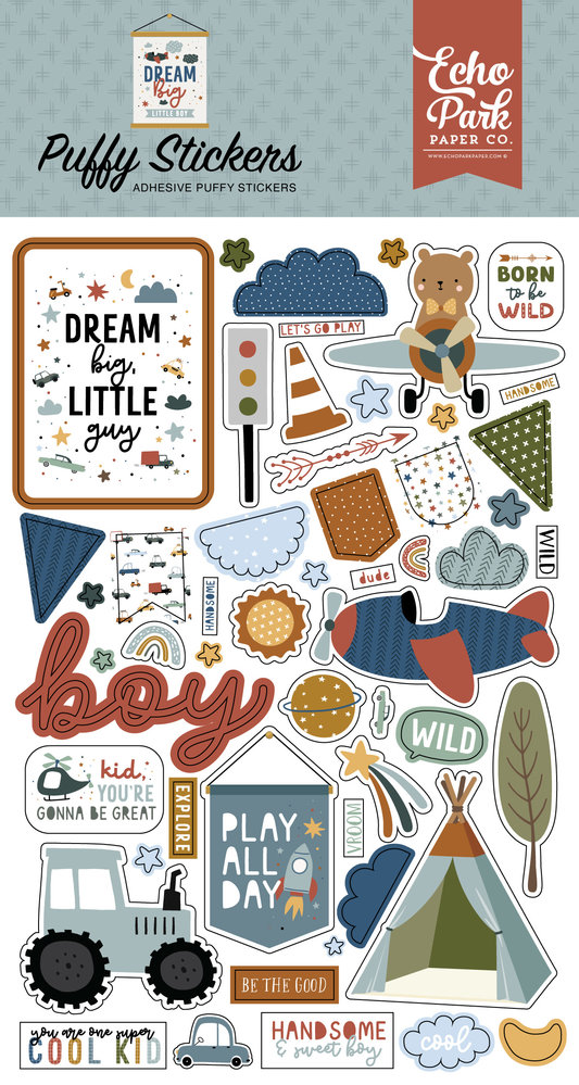 Echo Park Dream Big Little Boy Puffy Stickers (DBB304066) (DISCONTINUED)