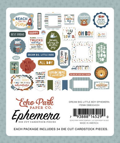 Echo Park Dream Big Little Boy Ephemera (DBB304024) (DISCONTINUED) Echo Park Dream Big Little Boy Ephemera (DBB304024) (DISCONTINUED)