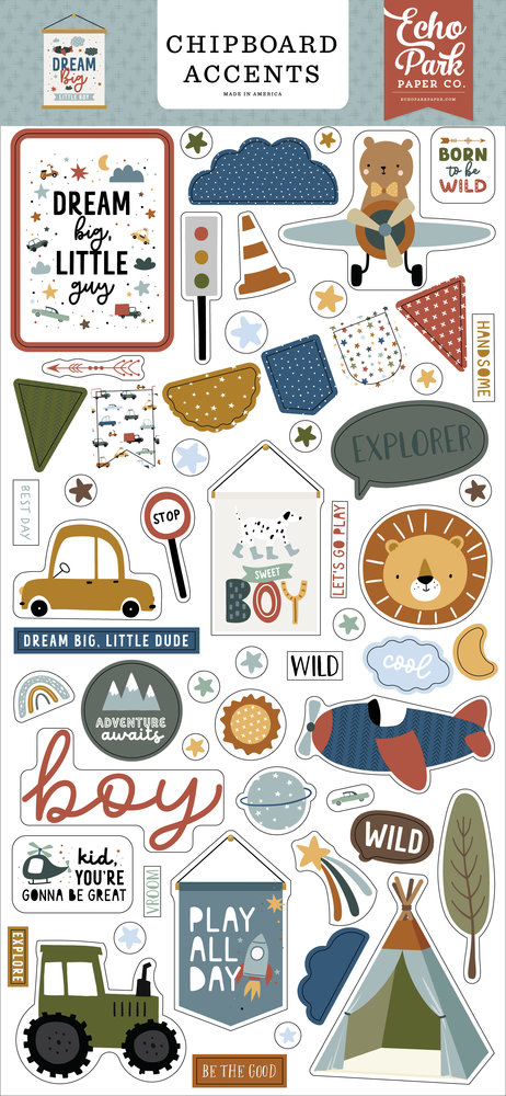 Echo Park Dream Big Little Boy Chipboard Accents (DBB304021) (DISCONTINUED)