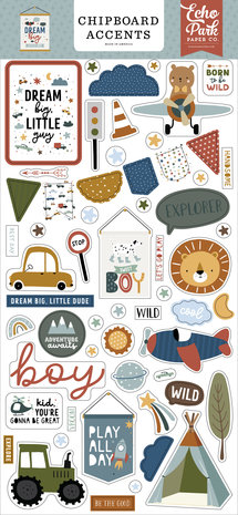 Echo Park Dream Big Little Boy Chipboard Accents (DBB304021) (DISCONTINUED)