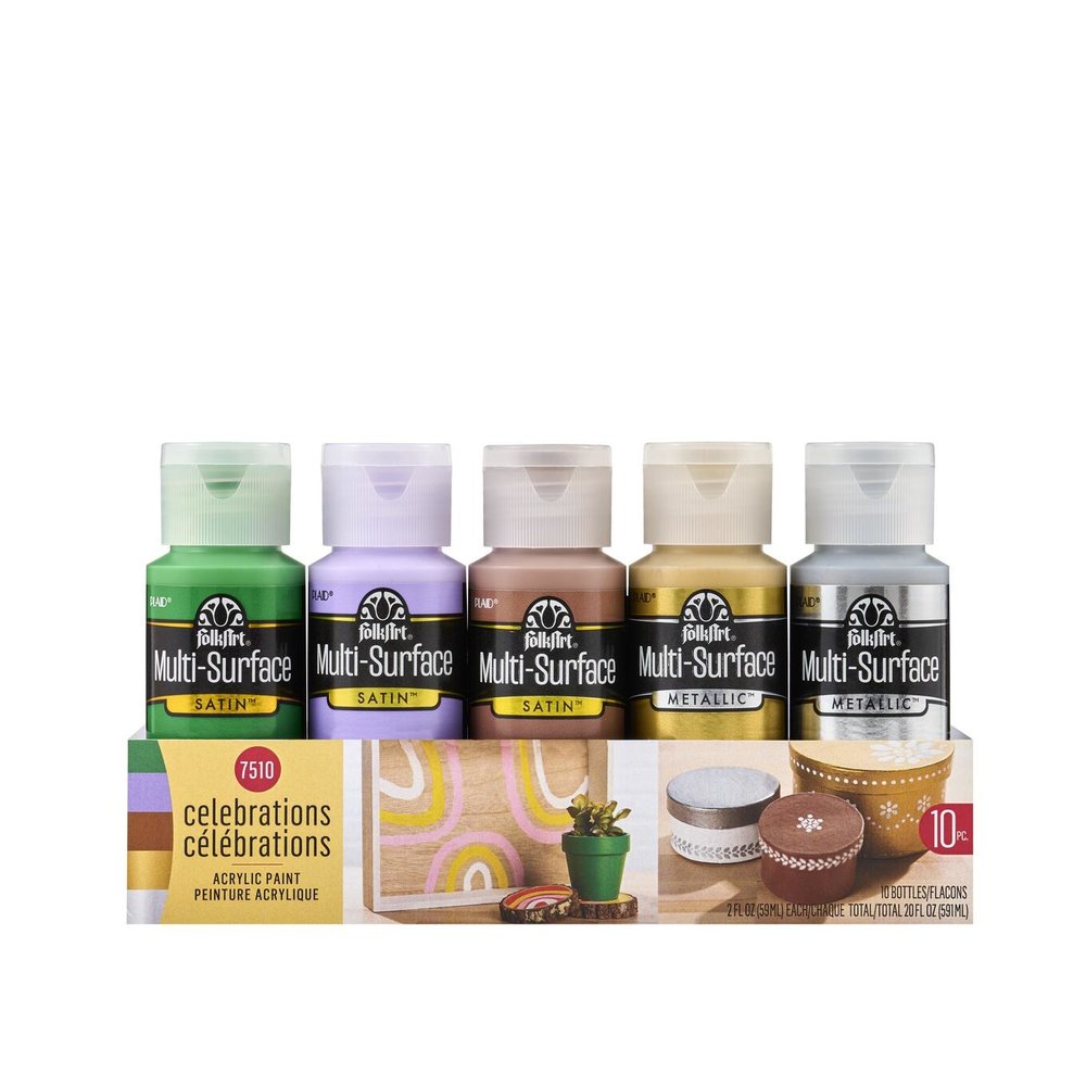 Folkart Multi-Surface Satin Paint Set Celebrations 10x2 fl oz (7510) (DISCONTINUED) Folkart Multi-Surface Satin Paint Set Celebrations 10x2 fl oz (7510) (DISCONTINUED)