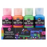 Folkart Multi-Surface Neon Blacklight Paint Set 4x2 fl oz (7506)