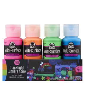 Folkart Multi-Surface Neon Blacklight Paint Set 4x2 fl oz (7506)