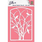 Nellie Snellen Mixed Media Stencil A6 Frame with Birds in Tree (MMSA6-003) (DISCONTINUED)