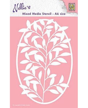Nellie Snellen Mixed Media Stencil A6 Frame with Flower Branch (MMSA6-005) (DISCONTINUED)