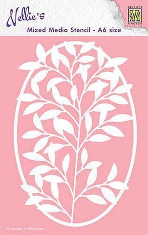 Nellie Snellen Mixed Media Stencil A6 Frame with Flower Branch (MMSA6-005) (DISCONTINUED) Nellie Snellen Mixed Media Stencil A6 Frame with Flower Branch (MMSA6-005) (DISCONTINUED)