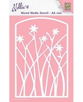 Nellie Snellen Mixed Media Stencil A6 Frame with Flowers (MMSA6-002) (DISCONTINUED)
